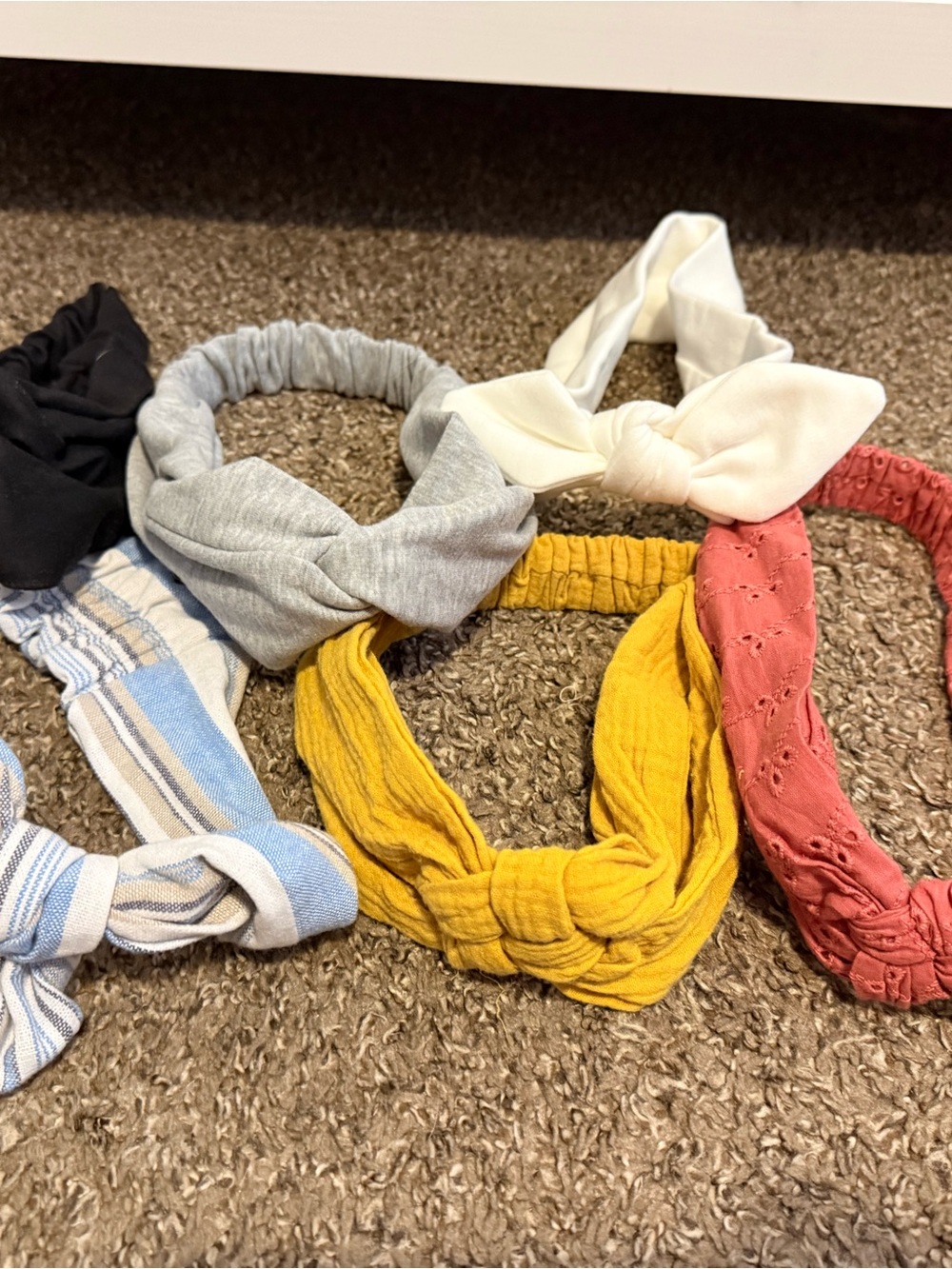 Assorted Headband Pack - Yellow, White, Gray, Coral, Black, Blue Stripe